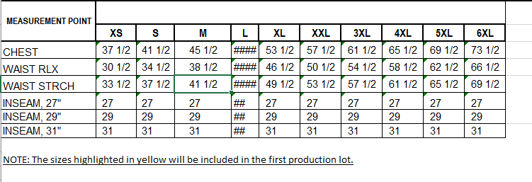 Size Chart for FR MANGLA COVERALL - GREY